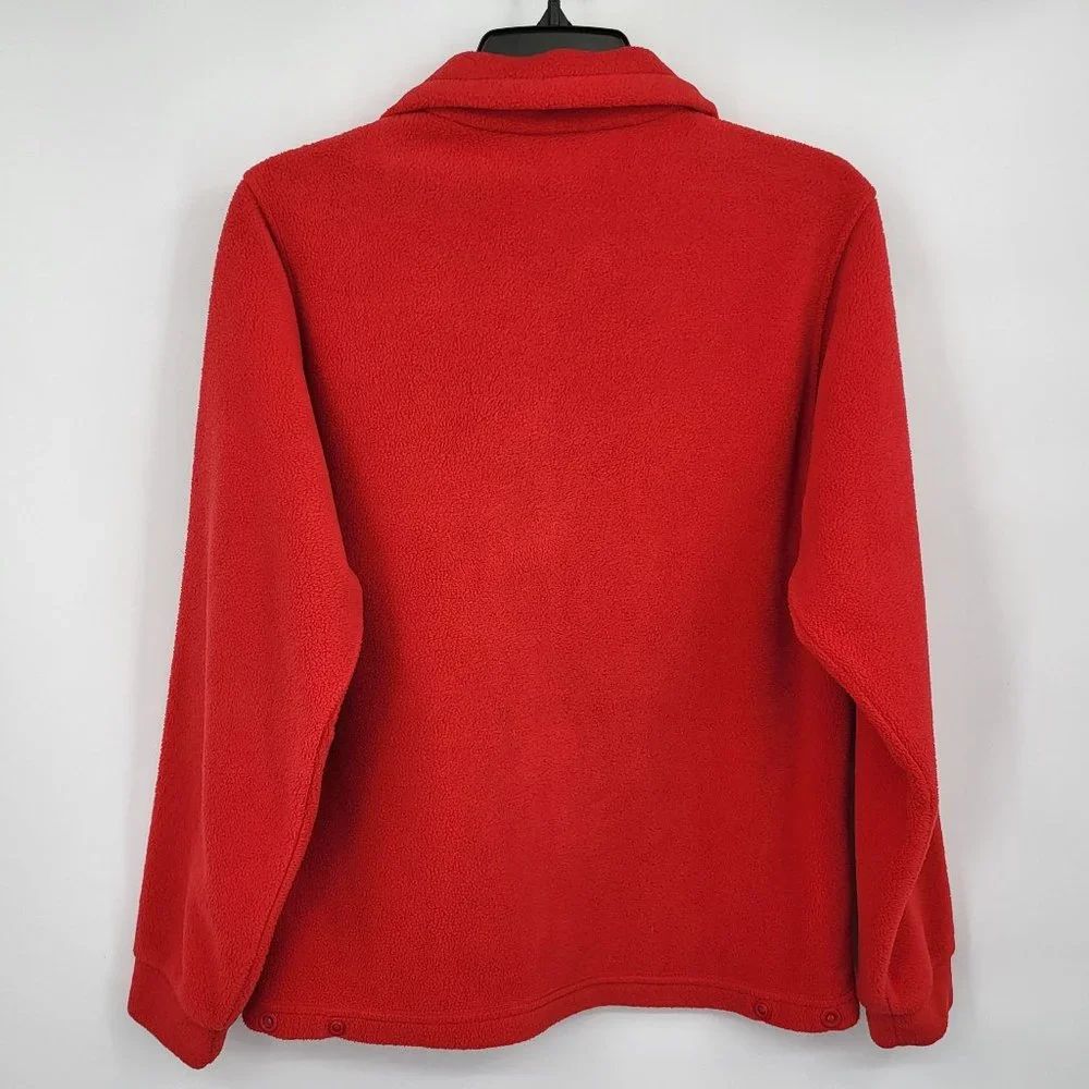 Columbia Red Youth Large 14/16 Fleece Long Sleeve Full Zip Pockets Collar Jacket